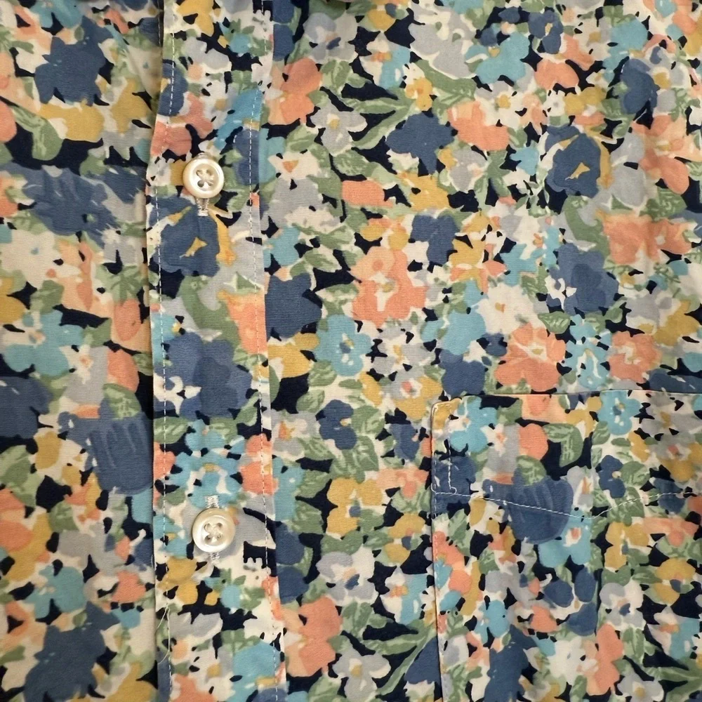 J. Crew Multicolor Floral Men's Shirt Organic Cotton Preppy Classic Fit XL